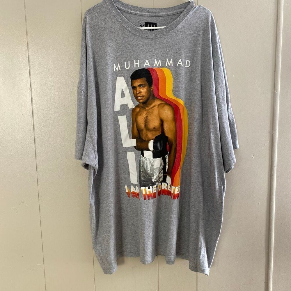 Muhammad Ali Graphic Tee 5X Gray Oversized T-Shirt I Am The Greatest Boxing Lege